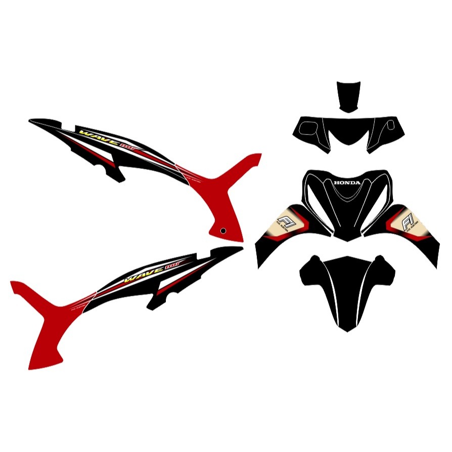 Decal Revo Fit Decal Revo FI Stiker Striping Revo Fit FI Motif Racing Putih List Merah