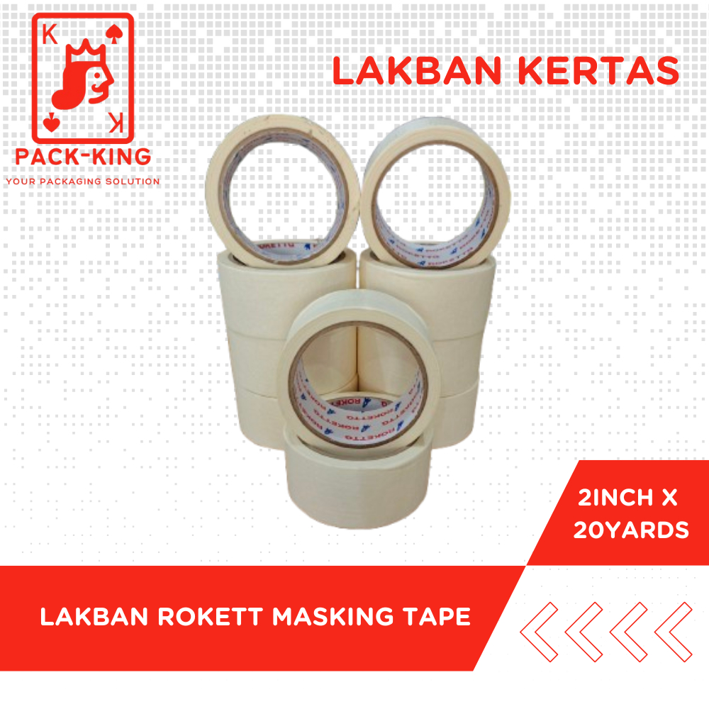 

MASKING TAPE ROKETT 2INCH(45mm)X20YARDS / LAKBAN KERTAS ROKETT TOP MURAH TERJAMIN BAGUS SERBAGUNA