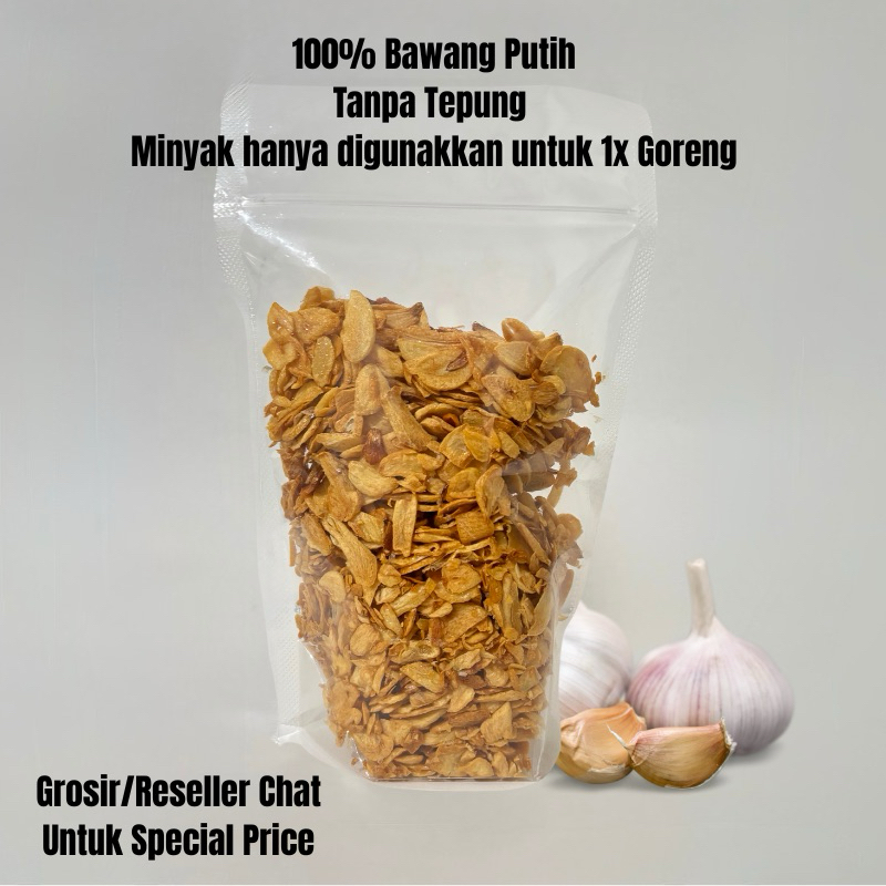 

Bawang Putih Crispy Krenyes Iris Utuh Goreng - Garlic Chips - 200gr