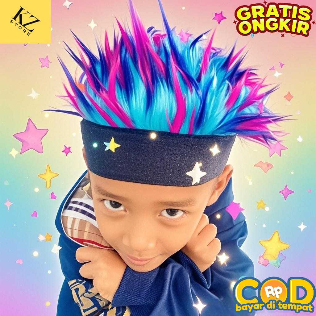 Topi Rambut Palsu Original Wig Panjang Anak 5 - 12 Tahun