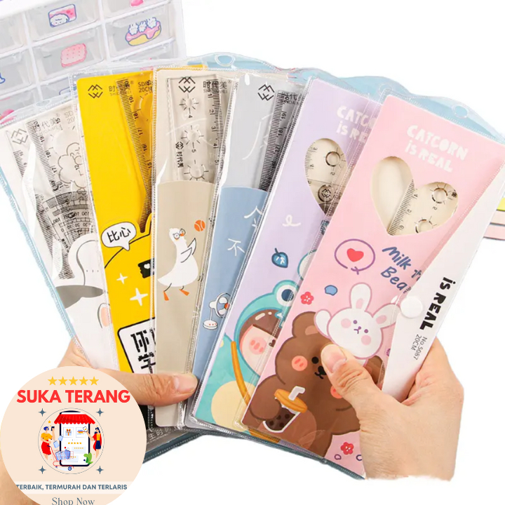 

ST Penggaris Set isi 4 Fancy / Penggaris Plastik 1 Set Isi 4 / Garisan Set 20cm Ruler Set