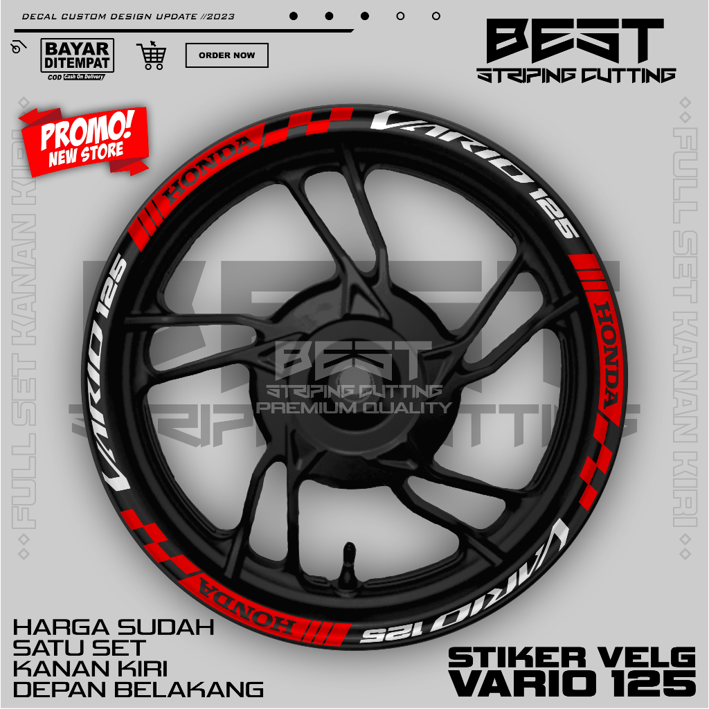 Stiker Velg Vario 125 Cutting Stiker Pelek Velek Variasi List Velg (02v)