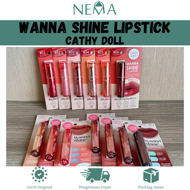 [NEMA] TERMURAH Cathy Doll Wanna Shine Lipstick Win Metawin