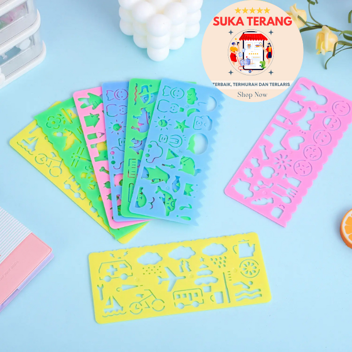 

ST 4pcs Penggaris Pengaris Plastik Gambar Pola Perlengkapan Sekolah