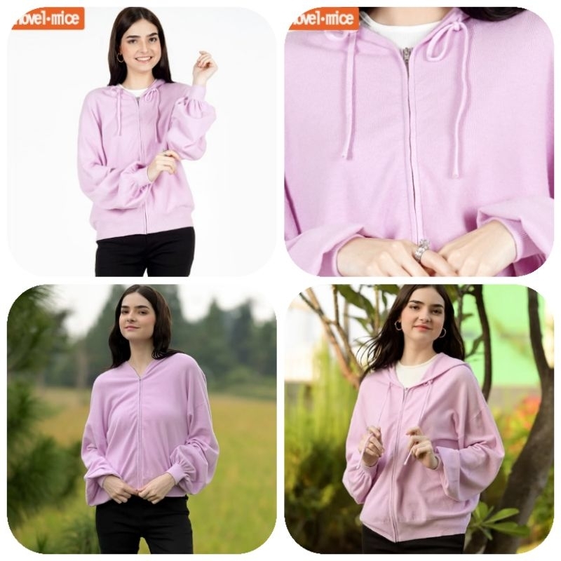 Hoodie Knit Rajut Floryn Light Purple - Novel Mice