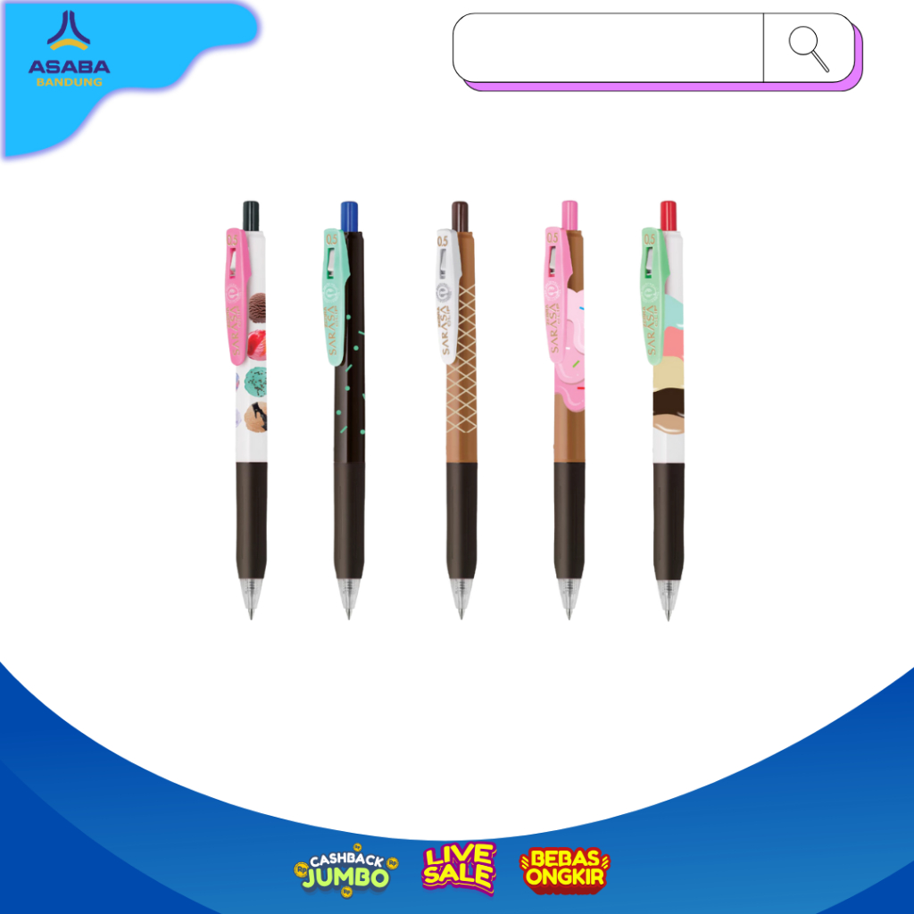 Asaba Bandung - Zebra Alat Tulis Pulpen Gel Sarasa 0.5mm Limited Edition Ice Cream Series - Sarasa F