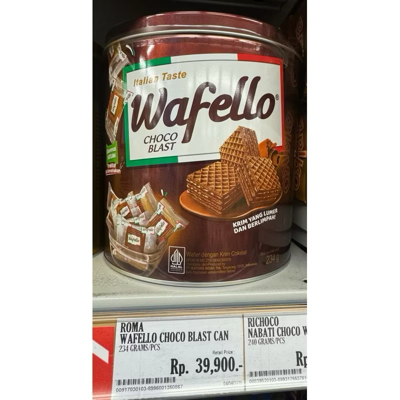 

PROMO!!! Wafer Wafello Choco Kaleng - Wafello Coklat - Hampers lebaran - kue lebaran - Wafello kaleng