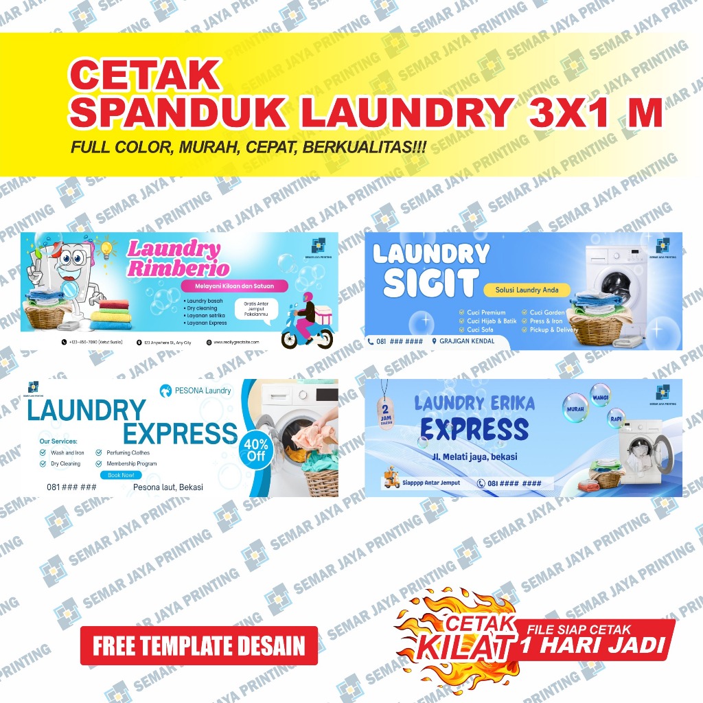 SPANDUK / BANNER LAUNDRY  UKURAN 3X1 CETAK BANNER LAUNDRY I CETAK BANNER FREE DESAIN I LAUNDRY 3X1 M