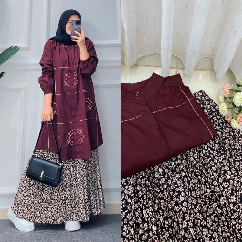 One Set Rok Tunik Bordir