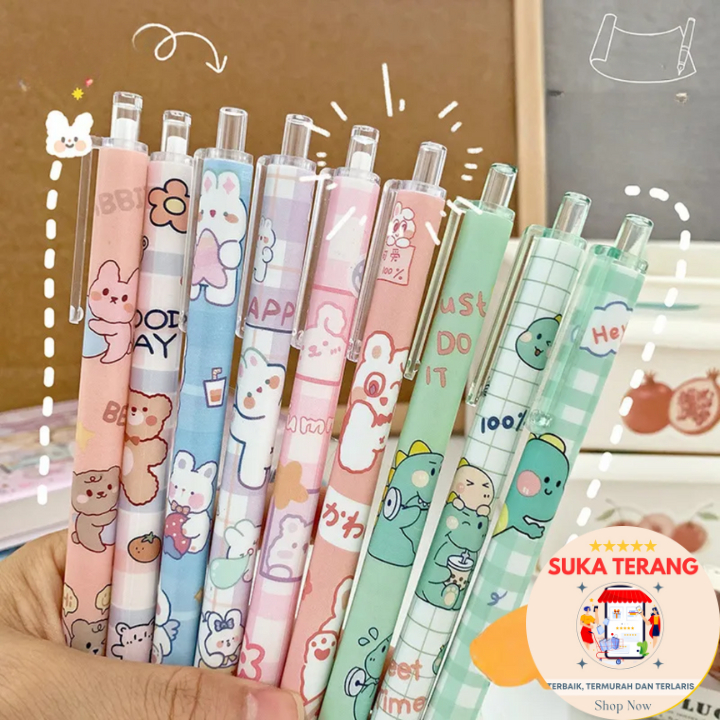 

ST 1 BIJI Pena Cetekan Karakter Motif Lucu Pulpen Tinta Hitam Alat Tulis Sekolah Kantor Pen Bolpoint Stationary Murah