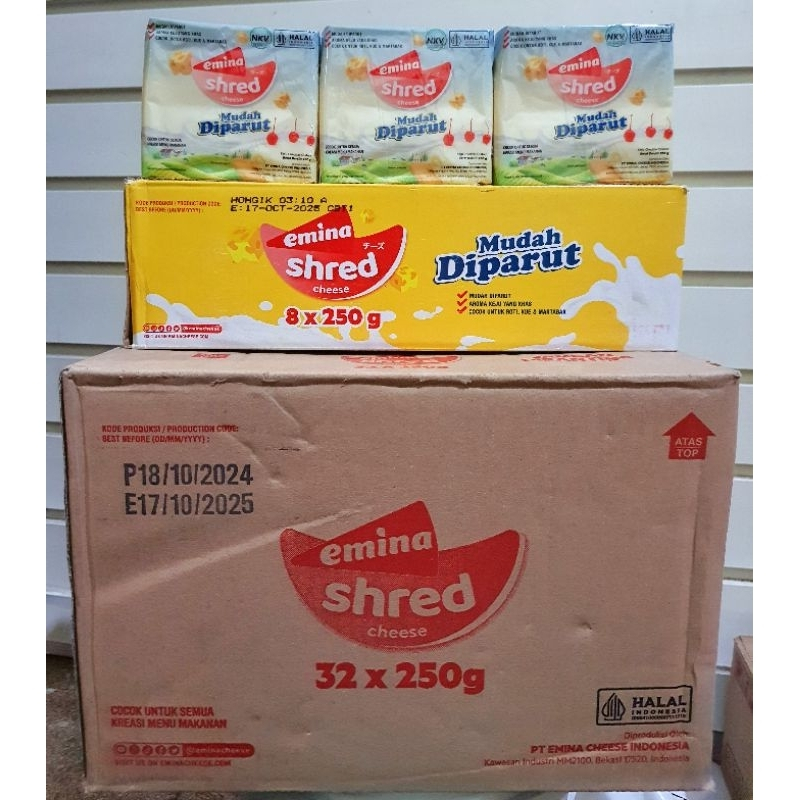 

keju emina mudah di parut 250 Gram 1 dus isi 32 pcs