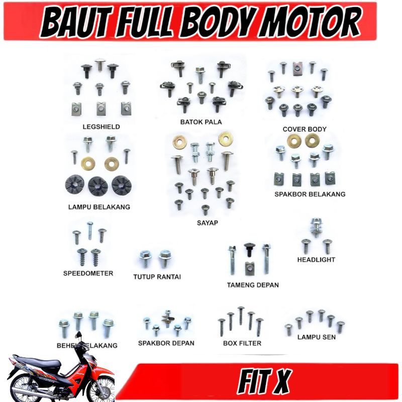 Baut full body Honda Supra fit new / Baut body Supra fit new - fit x - fit s