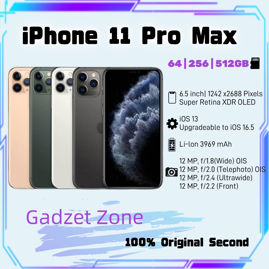 iphone11 pro max 64gb 128gb 256gb handphone second 100% original  MULUS (99 NEW ) MINUS