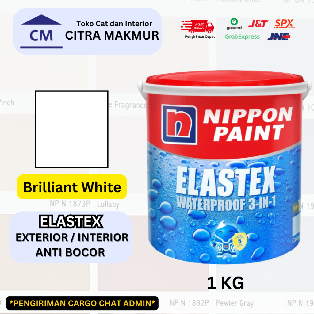 Nippon Elastex BRILLIANT WHITE 1001 - 1 Kg (Cat Putih ANTI BOCOR Nippon Paint)