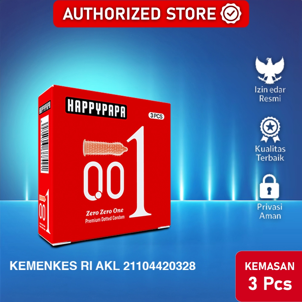 Kondom Happypapa 001 Bergerigi - Isi 3 Pcs