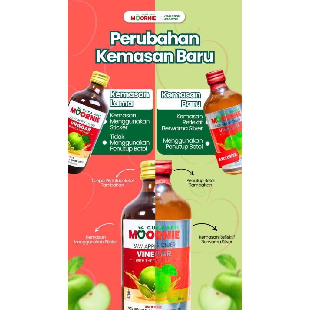 

Cuka Apel Moornie Murni Morni Apple Organik Cider Vinegar 330ml