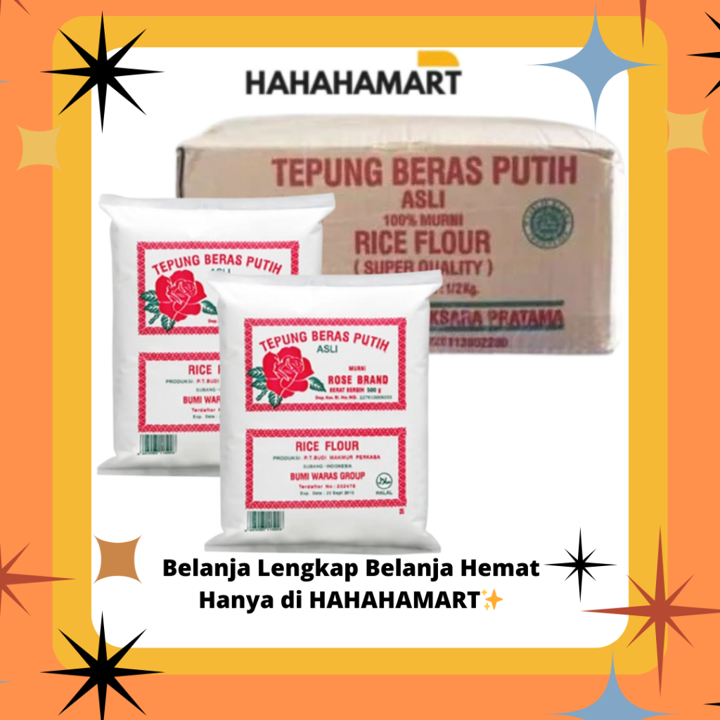 

Tepung Beras Putih Ukuran 500gr Rosebrand Harga 1 Karton Isi 20pcs