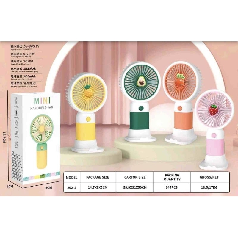 Kipas mini portable karakter buah - buahan