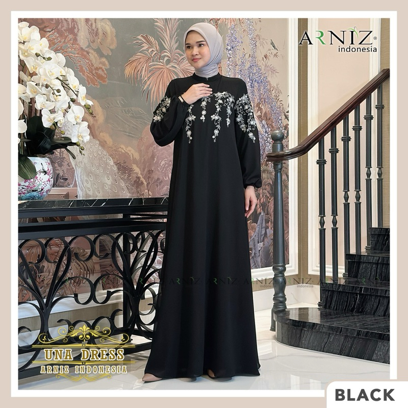 Una dress ceruty by Arniz collection Khusus hitam&putih Terbaru