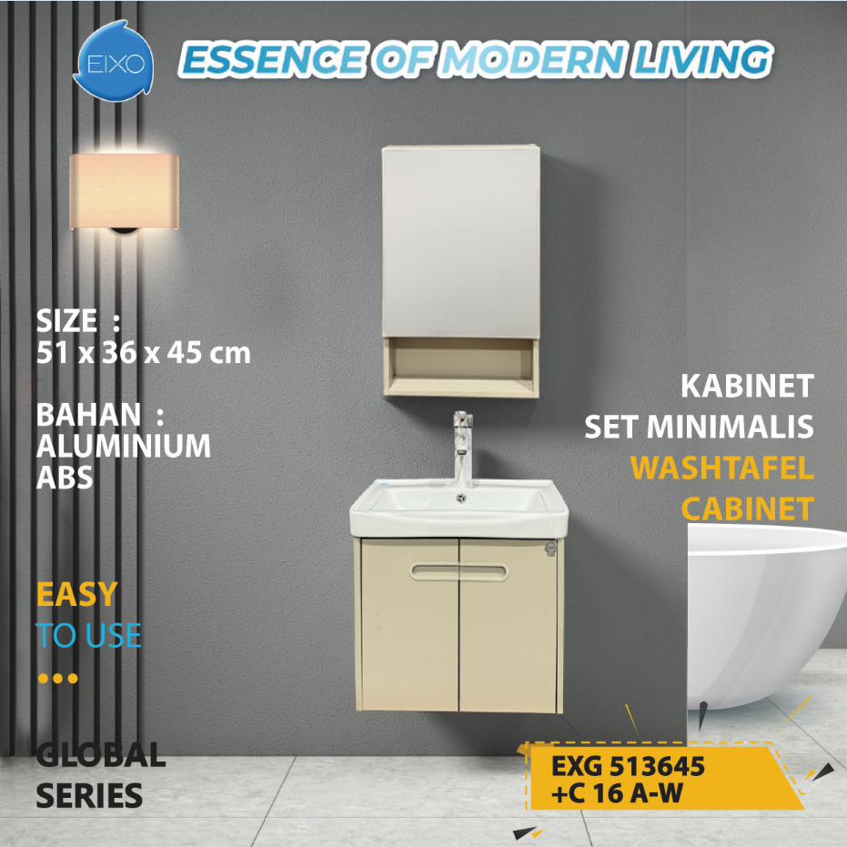 EIXO GLOBAL Wastafel Kabinet Aluminium Kamar Mandi Set Komplit EXG 513645