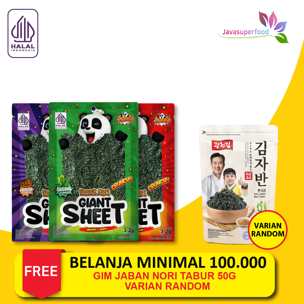 

{1 DUS ISI 5 PACK} Norigo / Snack Nori Giant Sheet 1 DUS isi 5 PACK / Snack Rumput Laut 38.4g