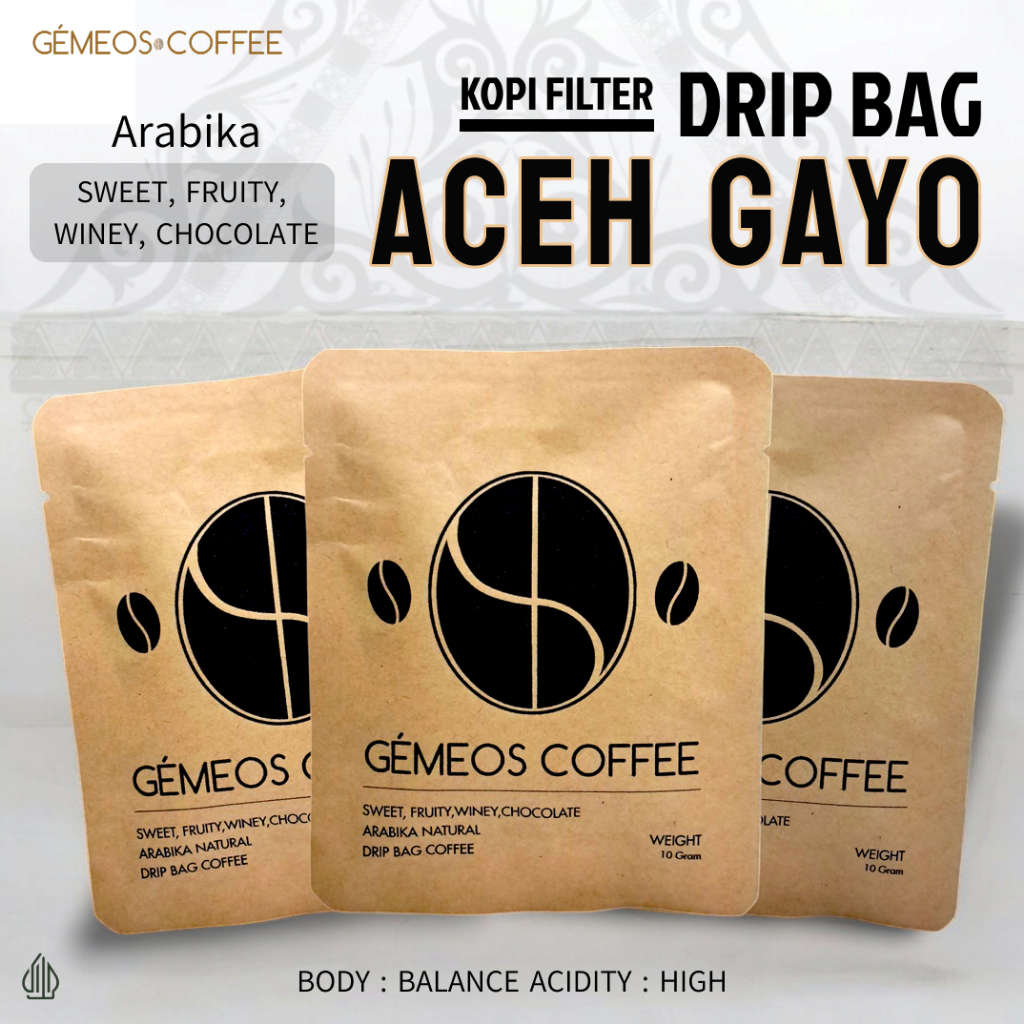 

Kopi Drip bag Arabika Gayo - Coffee Sachet Premium - filter kopi Gemeos Coffee