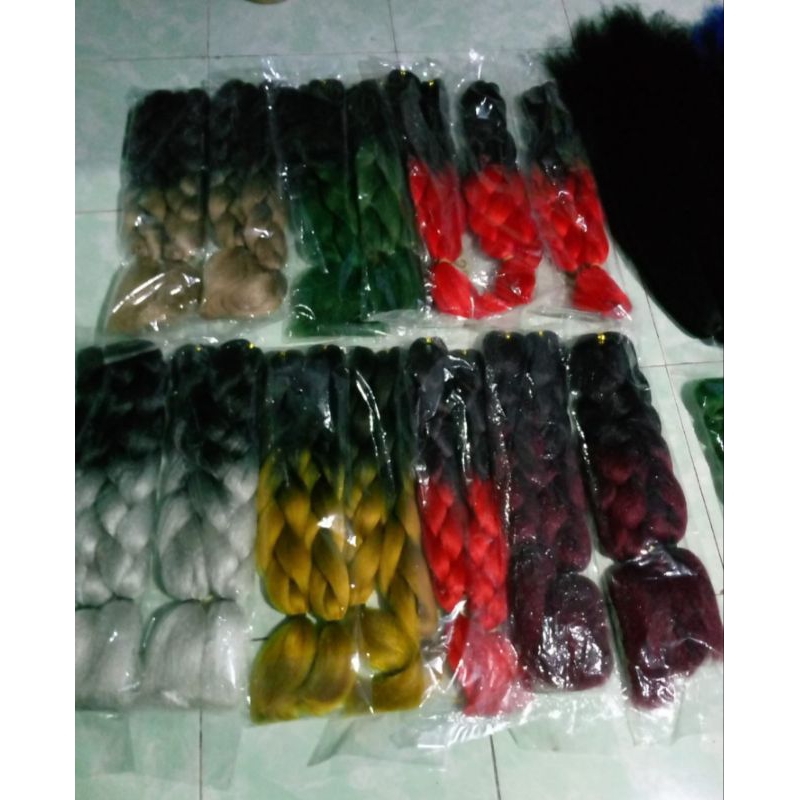 rambut sambung/rambut palsu dua warna/rambut sambung ikat tengah/rambut papua