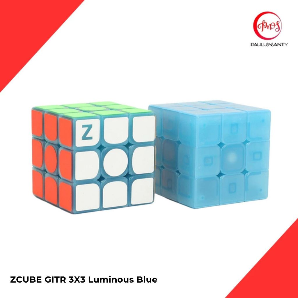 Cube Puzzle 3x3 Z-Cube 3x3 Luminuous Blue ZCube 3x3x3 Glow in the Dark Original Blue biru