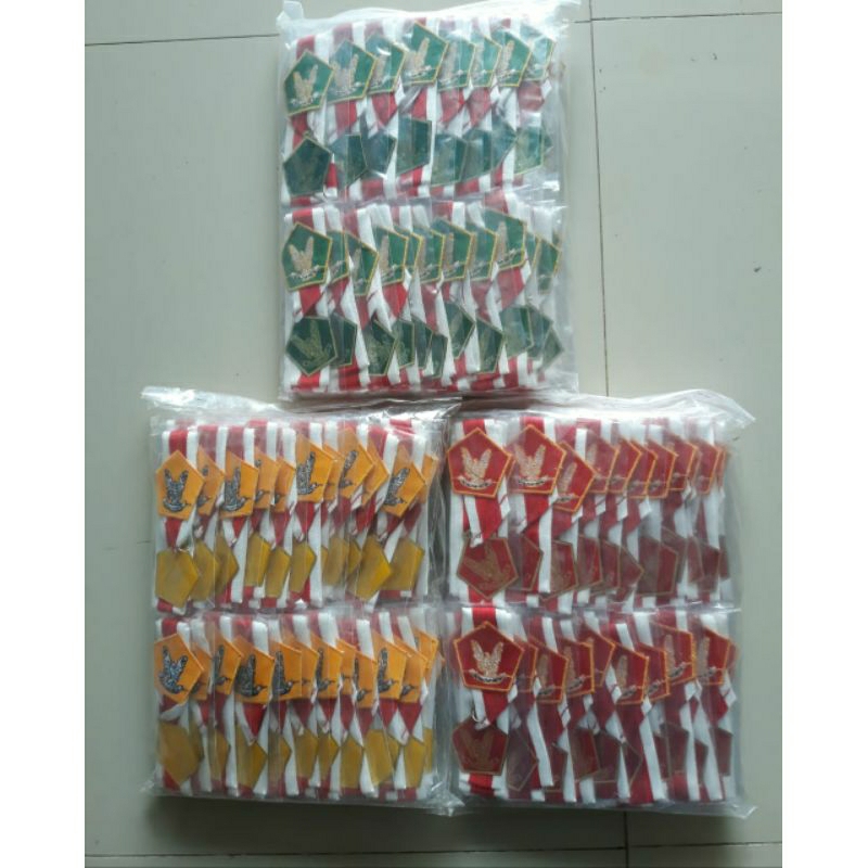 Kalung Medali pramuka lengkap logo viber resin,logo bordir