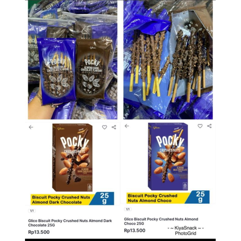 

glico pocky crushed nuts almond dark and milk chocolate minus dus isi ,10