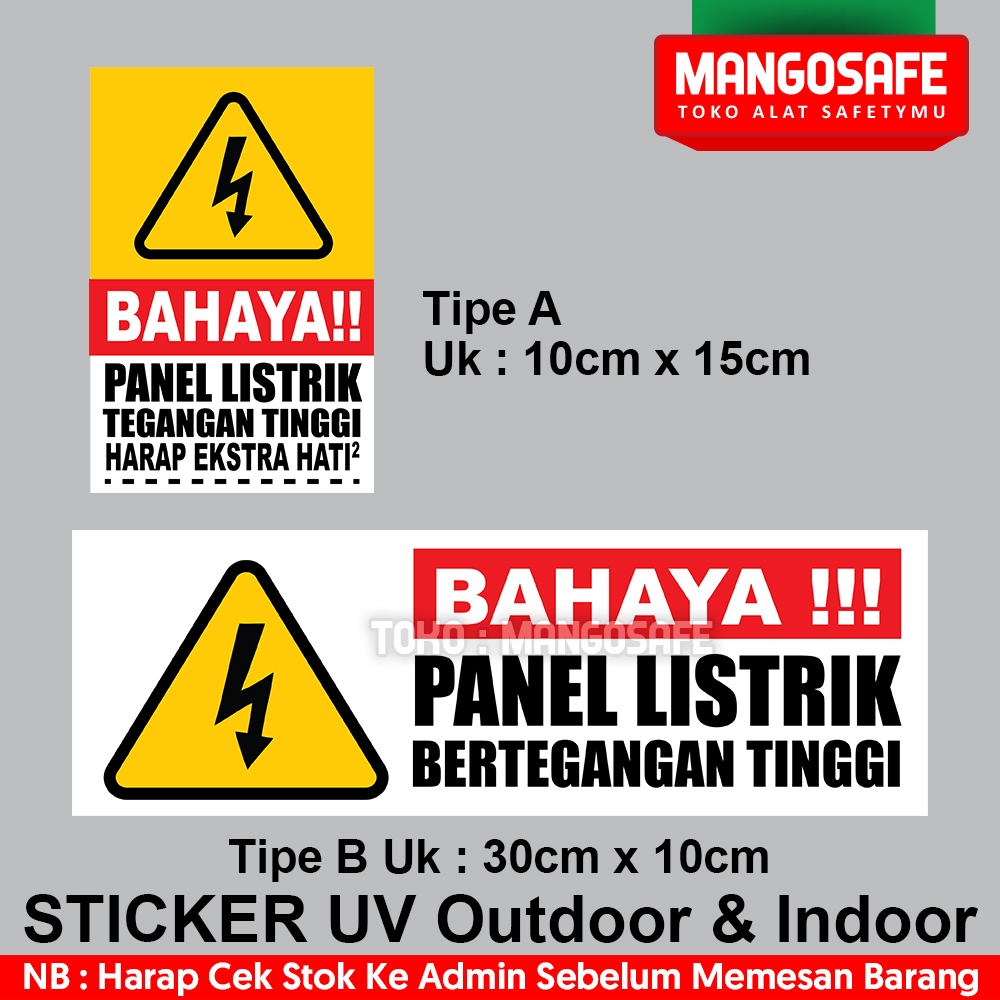 Stiker Bahaya Panel Listrik Bertegangan Tinggi / Sticker UV Indoor Outdoor Tahan Panas Air Minyak / 