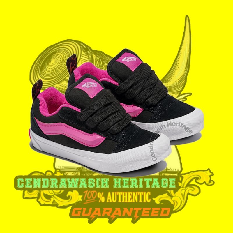 Vans Little Kids Knu Skool Black Pink 100% Authentic