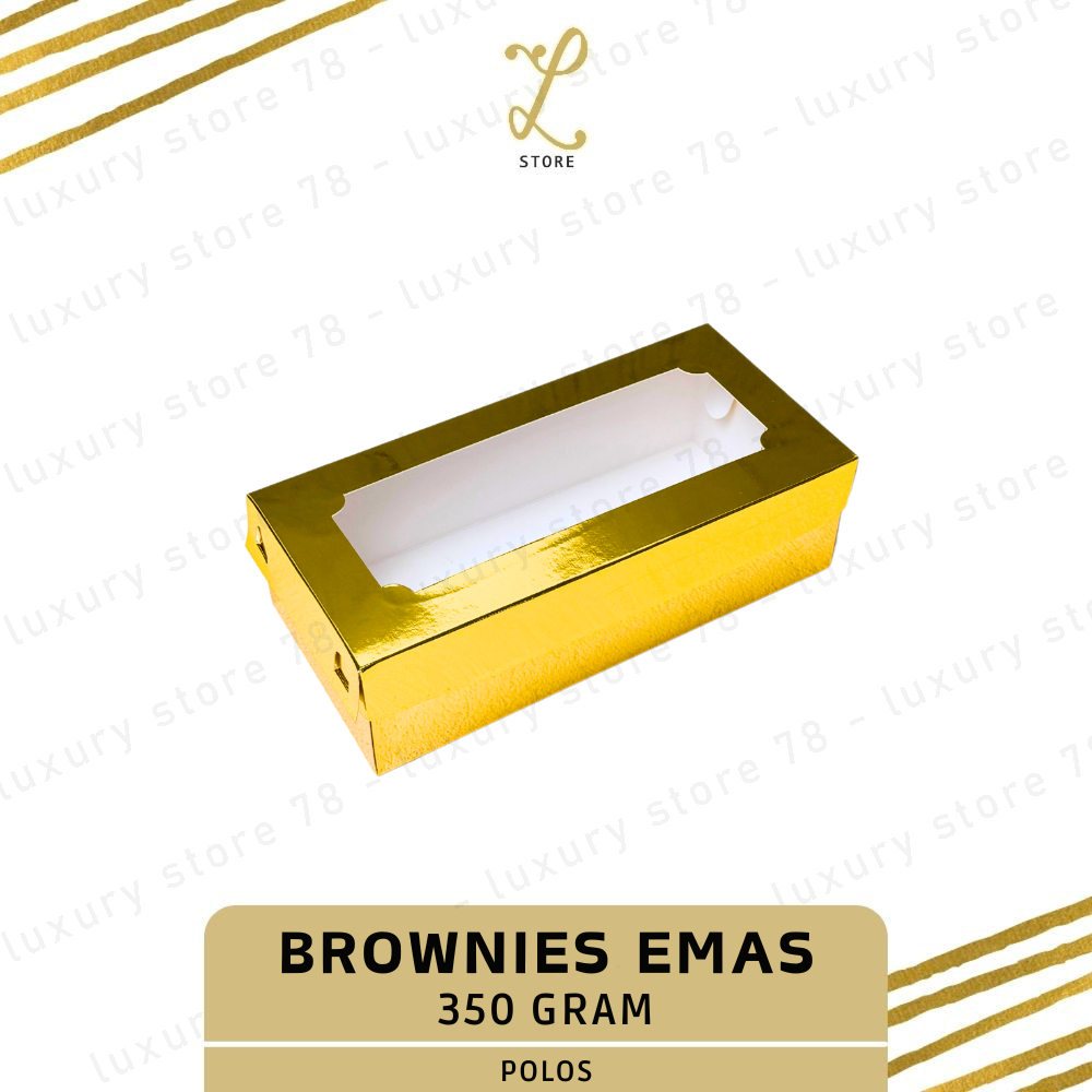 [25X12X7 CM] (10 pcs) DUS BROWNIES EMAS | Kotak Emas Brownies - Box Brownies Polos Emas
