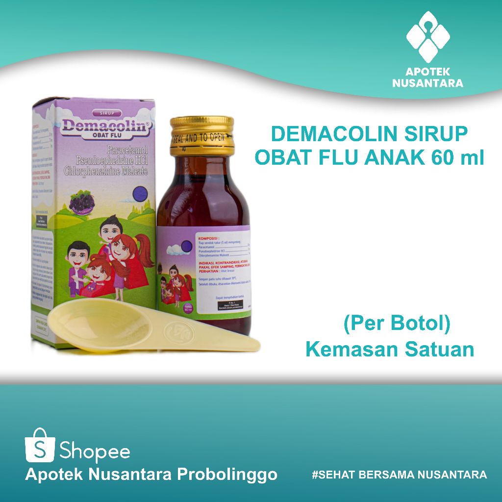 Botol Demacolin Sirup 60ml / Demacolin Sirup Flu Dan Batuk