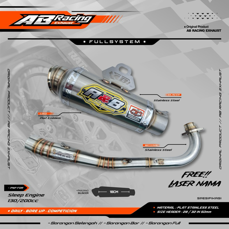 Knalpot bebek/knalpot kompetisi/ knalpot harian/knalpot balap/ knalpot  Racing original A&B_Racing_E