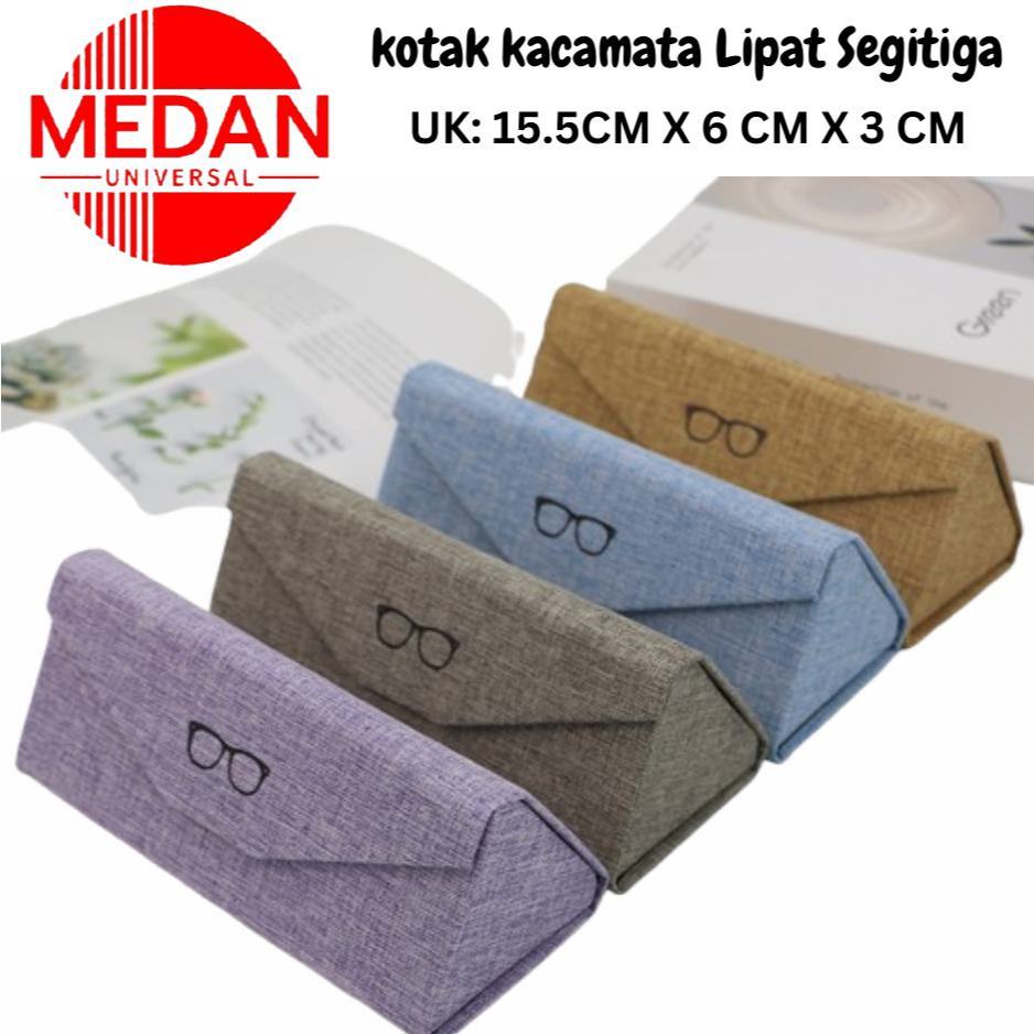 KOTAK KACAMATA SEGITIGA LIPAT ringan anti pecah magnet medan
