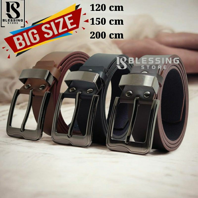 ikat pinggang pria kulit pu sabuk gesper jarum ready big size 120 cm-200cm JS026bn