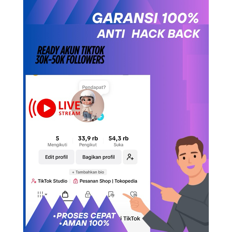 Akun TikTok Followers Real Indo 30K - 50K Bisa live Dan Affilate