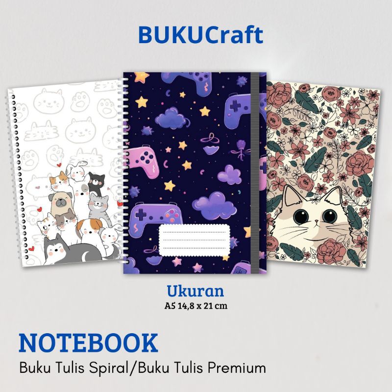 Buku Tulis Catatan buku notebook buku diary Notebook Spiral A5 60 Lembar koleksi cover Estetik Anima