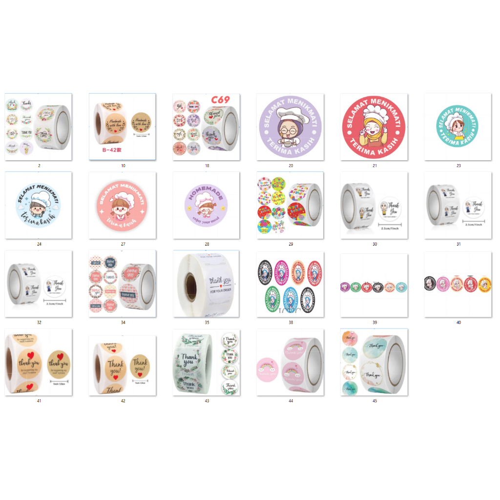 

Sticker Thank You Roll Isi 500 Pcs Stiker Terima Kasih Warna Self Adhesive Seal Label Roll Sticker Thank You 2Cm Tempelan Ucapan