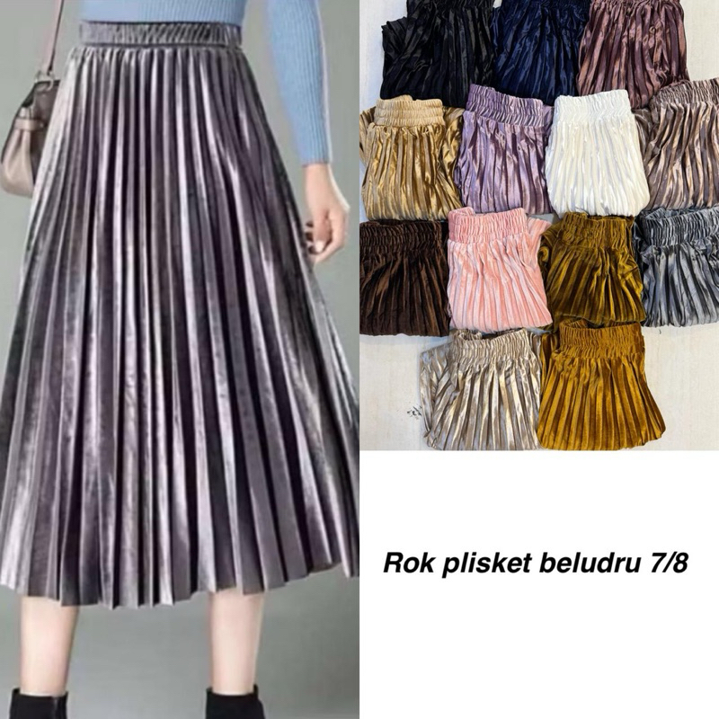 Rok Plisket Bludru Import  7/8 Terbaru/Termurah