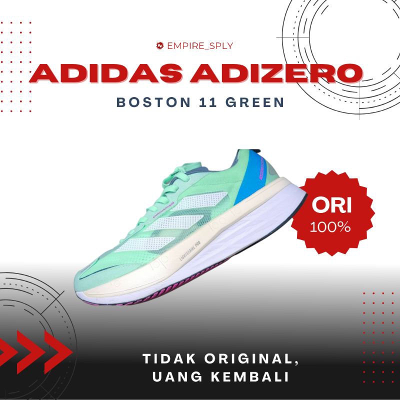 Sepatu Running Sneakers Pria Adidas Adizero Boston 11 Green Original