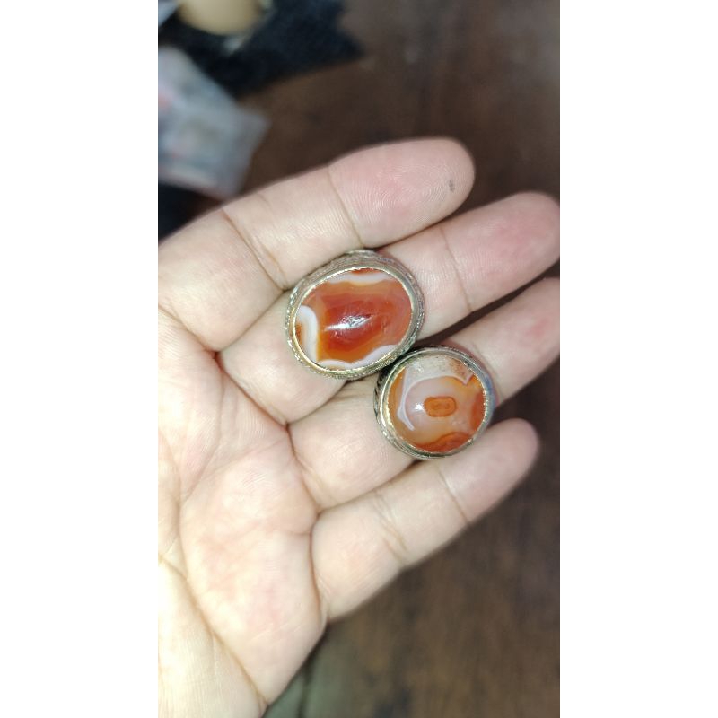 CA 45 Cincin Batu Akik Sulaiman Motif Joss Angka 9 dan kantong semar