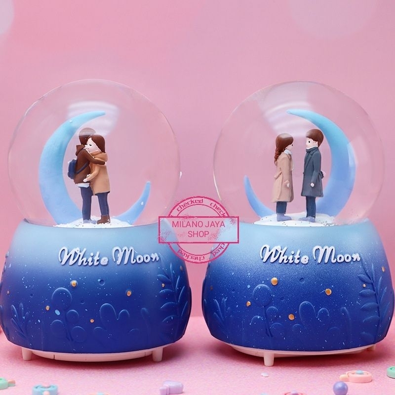 Snowball Kotak Musik Couple Romantis PREMIUM Melody Music Box Lampu Unicorn Pajangan Capybara Topper