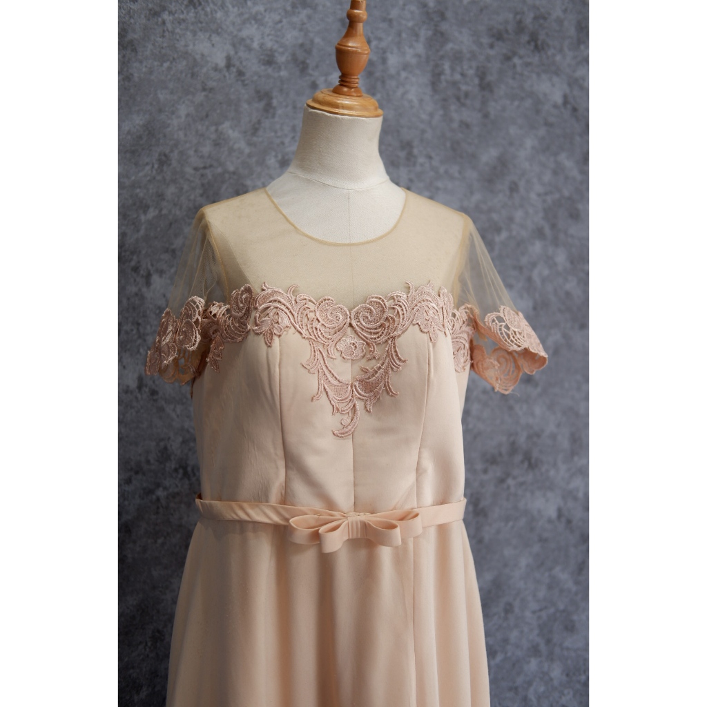 Gold Simple Long Dress with Brukat Preloved Second Dress Pesta Dress Kondangan