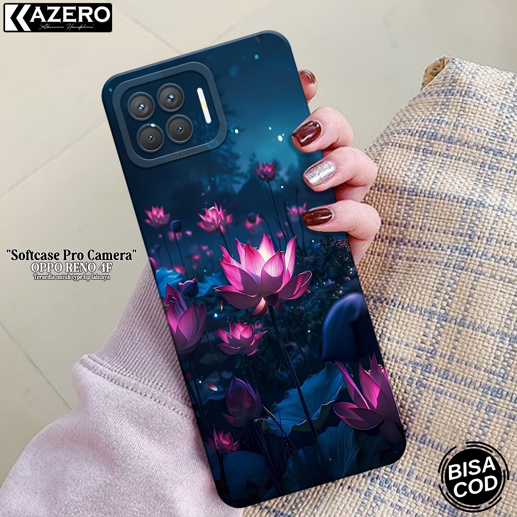 Softcase Pro Camera OPPO RENO 4F - Fashion Case Bunga - Case OPPO RENO 4F Terbaru - Casing OPPO RENO