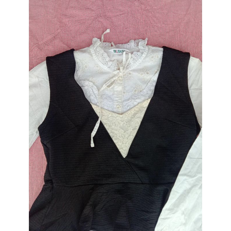one set, one set kemeja dan vest, kemeja, Kemeja putih, vest, lace, top coquette, cottagore core, fa