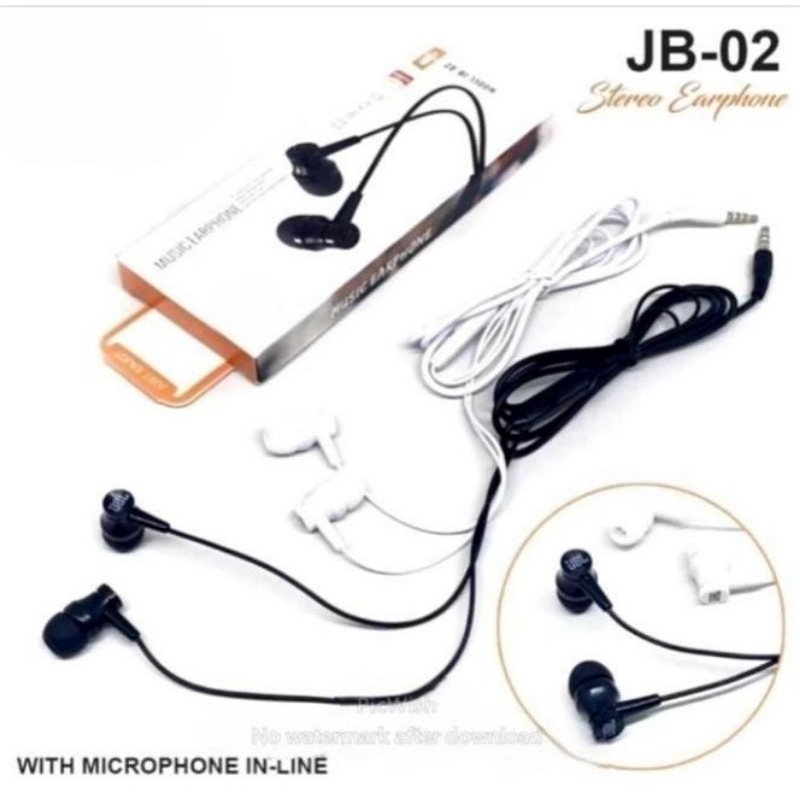 Headset JB02 Handsfree JB-02 Earphone JB 02 Music Stereo