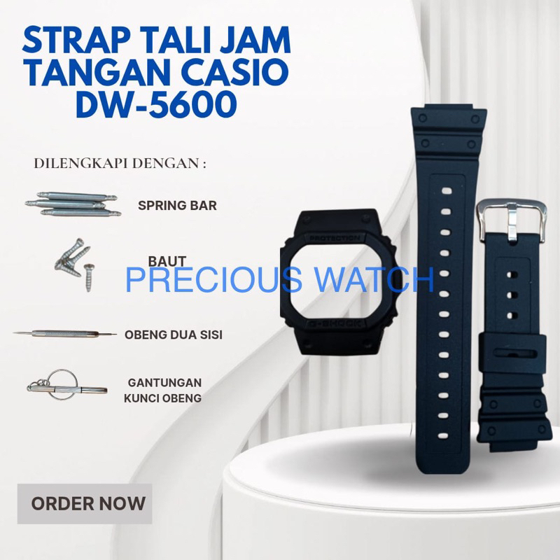 SATU SET PAKET LENGKAP TALI RUBBER BAND BEZEL STRAP CASE CASIO G-SHOCK DW-5600/GW-B5600/GWX-5600/DW5