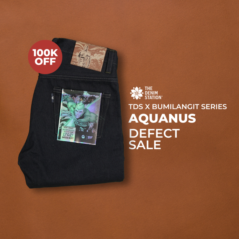 The Denim Station - DEFECT SALE AQUANUS 17oz Indigo X Maroon Unsanforized Selvedge Denim (Ready Stoc